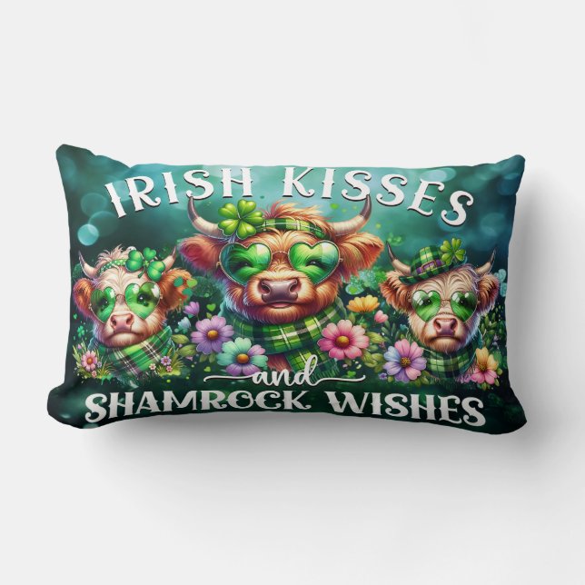 St. Patrick's Day Highland Kuh Lumbar Pillow Lendenkissen (Vorderseite)