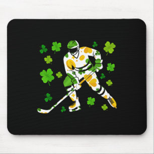 St Patricks Day Hockey Kleeblatt Vintage Schläger  Mousepad