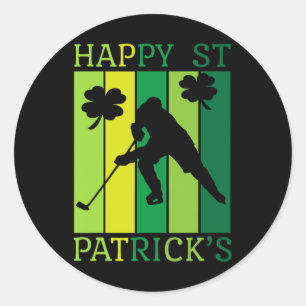 St Patricks Day Hockey Player St Puttricks Ice Hoc Runder Aufkleber