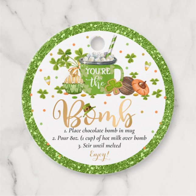 St Patrick's Day Hot Chocolate Bomb Lucky Bomb Geschenkanhänger (Vorderseite)