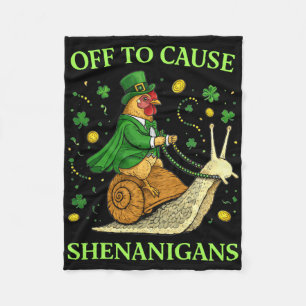 St. Patrick's Day Huhn Reitende Schnecke Unfug Fleecedecke