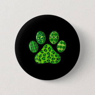 St Patricks Day Hund Katze Pfote Kleeblatt Leopard Button