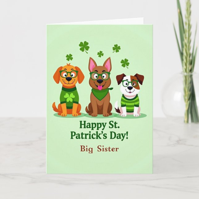 St. Patricks Day Hunde Vektor Art Karte (Vorderseite)