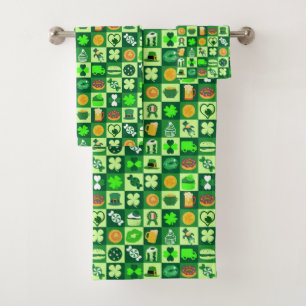 St. Patrick's Day Icons Nahtloses Muster Badhandtuch Set