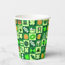 St. Patrick's Day Icons Nahtloses Muster Pappbecher
