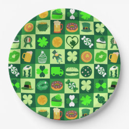 St. Patrick's Day Icons Nahtloses Muster Pappteller