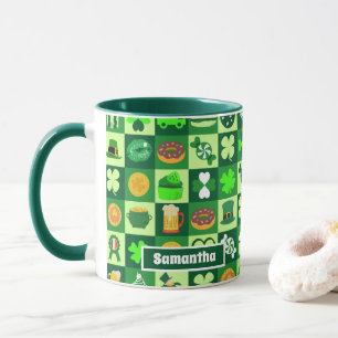 St. Patrick's Day Icons Nahtloses Muster Tasse