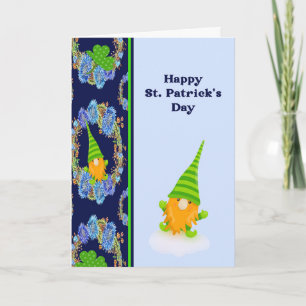 St. Patricks Day in Dunkelblau & Hellblau mit Gnom Karte