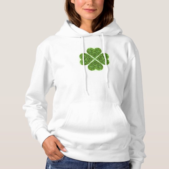 St. Patrick's Day, irisch grün glitzerndes Kleebla Hoodie (Vorderseite)