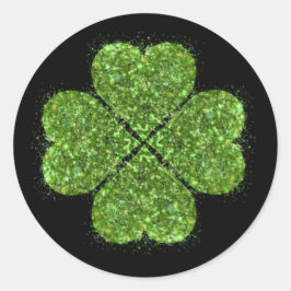 St. Patrick's Day, irisch grün glitzerndes Kleebla Runder Aufkleber