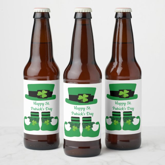 St. Patrick's Day, irisch, Leprechaun, grün Bierflaschenetikett (Flaschen)