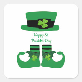 St. Patrick's Day, irisch, Leprechaun, grün Quadratischer Aufkleber
