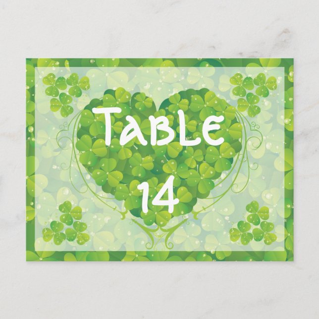 St. Patrick's Day Irische Hochzeitsfeier Tischnumm Postkarte (Vorderseite)