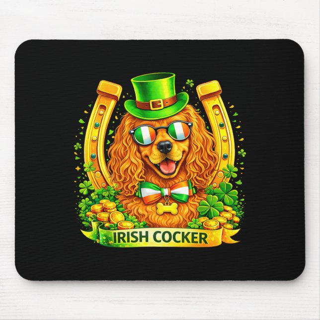 St Patricks Day Irischer Cocker Spaniel Glückspilz Mousepad (Vorne)