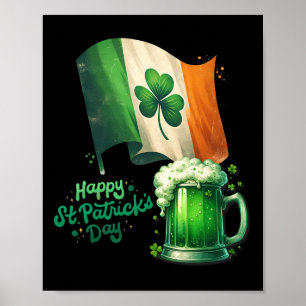 St. Patrick's Day Irisches Bier Irland-Flagge Männ Poster