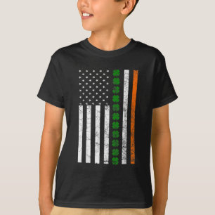 St Patricks Day Irish American Flag Ireland Shamr T-Shirt