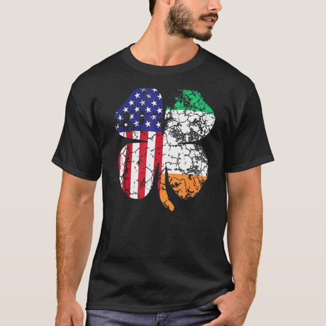 St Patrick's Day Irish American Flag Kleeblatt Men T-Shirt (Vorderseite)