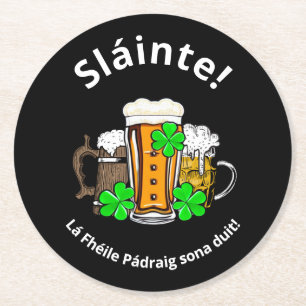ST PATRICKS DAY Irish Bers Runder Pappuntersetzer