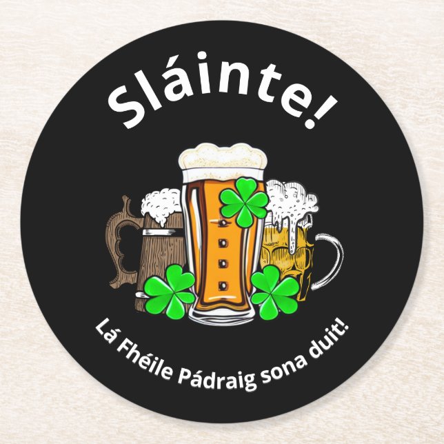 ST PATRICKS DAY Irish Bers Runder Pappuntersetzer (Vorderseite)