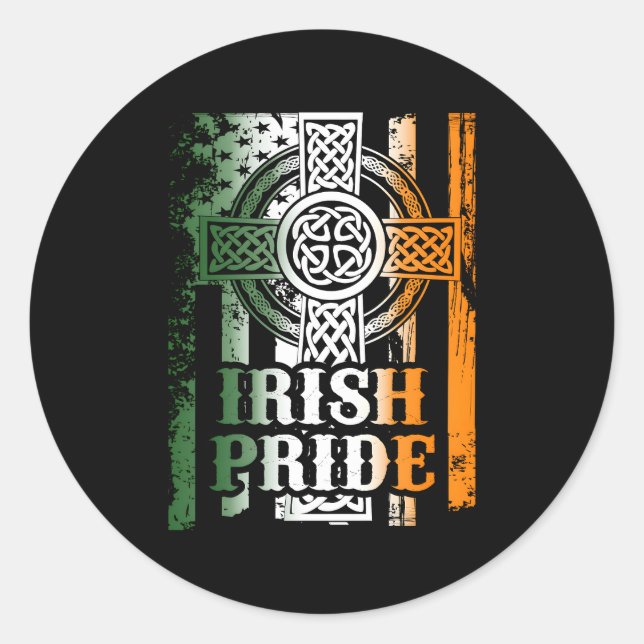 St Patricks Day Irish Celtic Cross Runder Aufkleber (Vorderseite)