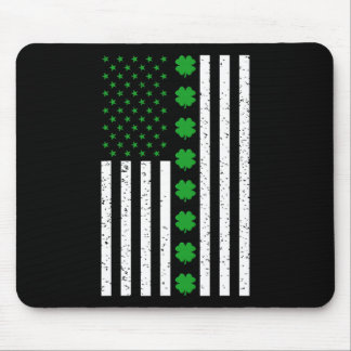 St Patricks Day Irish Clover American Flag Mousepad