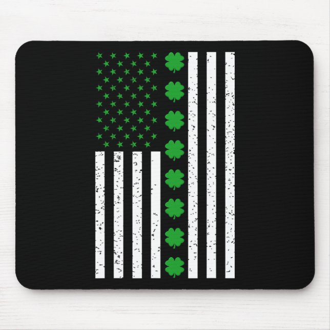 St Patricks Day Irish Clover American Flag Mousepad (Vorne)