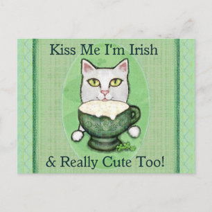 St. Patrick's Day Irish Coffee Cat Postkarte