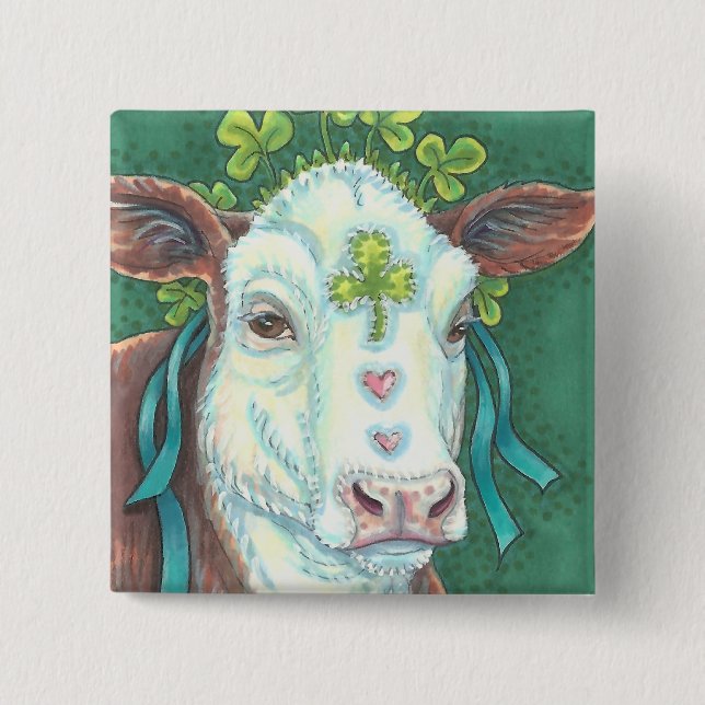 ST. PATRICK'S DAY IRISH COW BUTTON Square (Vorderseite)
