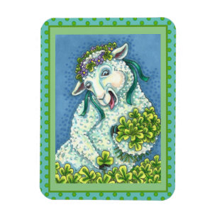 ST. PATRICK'S DAY IRISH EWE, SHEEP & KLEEBLATTS MAGNET