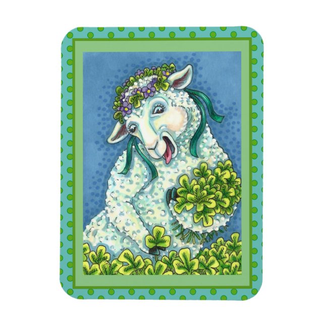 ST. PATRICK'S DAY IRISH EWE, SHEEP & KLEEBLATTS MAGNET (Vertikal)