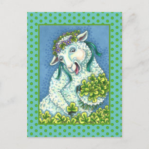 ST. PATRICK'S DAY IRISH EWE, SHEEP & KLEEBLATTS POSTKARTE