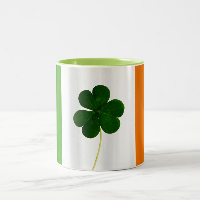 St. Patrick's Day Irish Flag Kleeblatt Irland Tass Zweifarbige Tasse (Mittel)