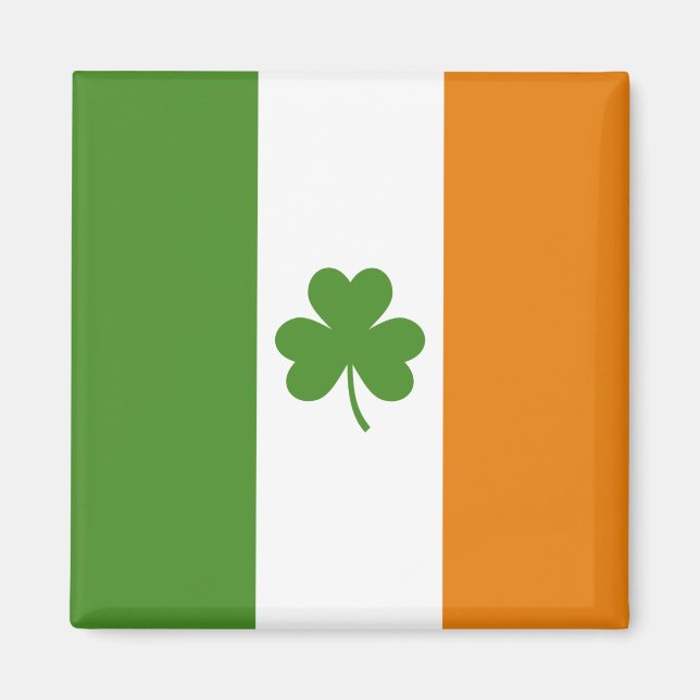 St Patrick's Day Irish Flag mit Kleeblatt Clover Magnet (Vorne)