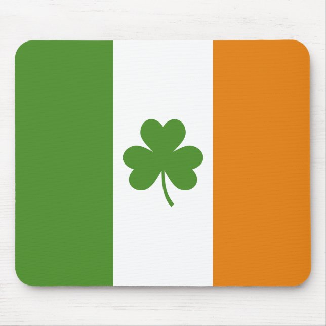 St Patrick's Day Irish Flag mit Kleeblatt Clover Mousepad (Vorne)