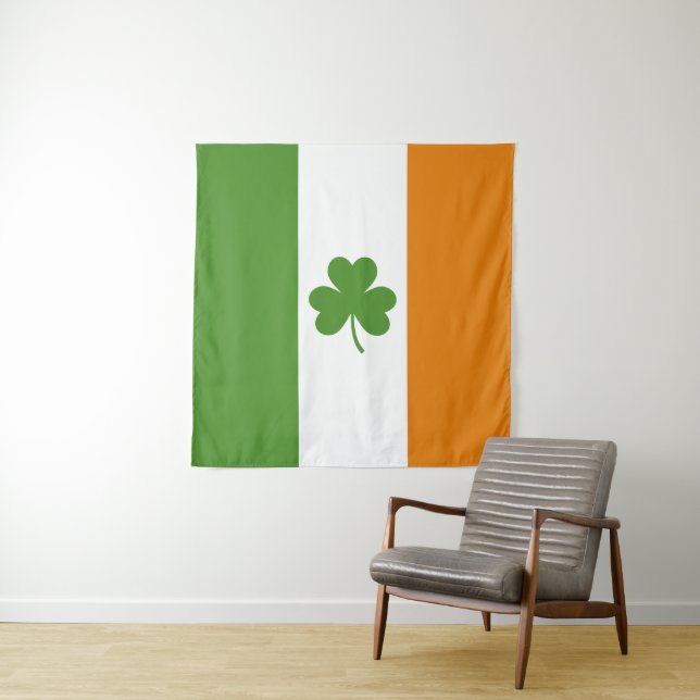 St Patrick's Day Irish Flag mit Kleeblatt Clover Wandteppich (Beispiel)