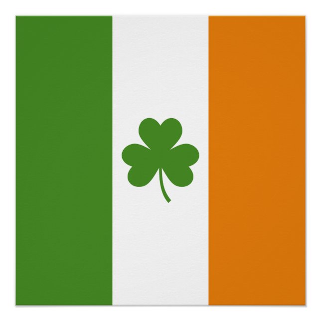 St Patrick's Day Irish Flag w Kleeblatt Clover Poster (Vorderseite)