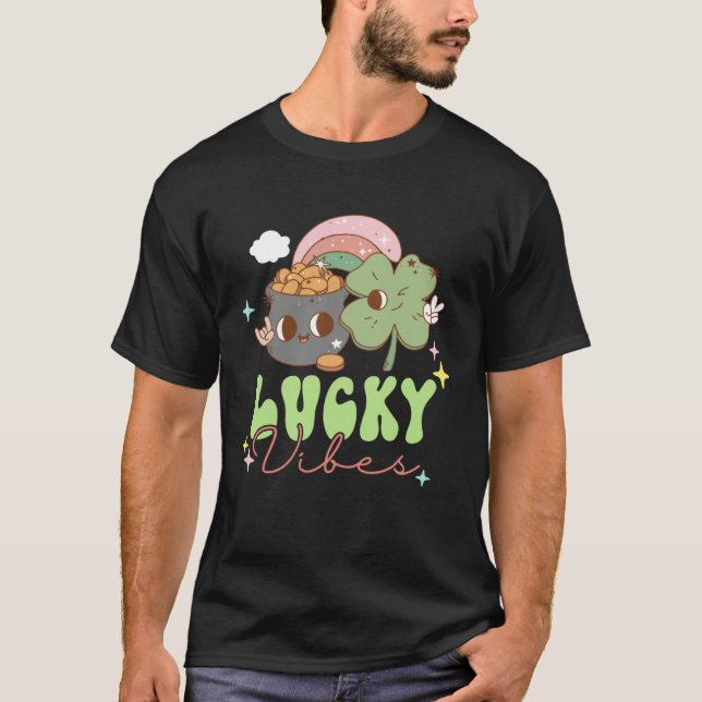 St Patricks Day Irish Funny Lucky Vibes Party T-Shirt (Vorderseite)