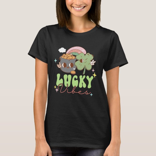 St Patricks Day Irish Funny Lucky Vibes Party T-Shirt (Vorderseite)