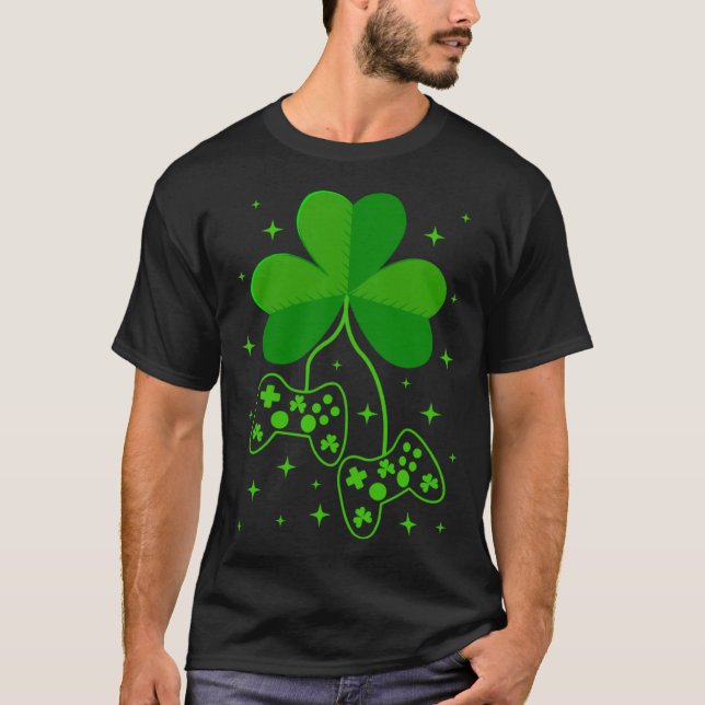 St Patricks Day Irish Gamer Kleeblatt Video Game C T-Shirt (Vorderseite)