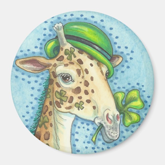 ST. PATRICK'S DAY IRISH GIRAFFE MAGNET Runde (Vorne)