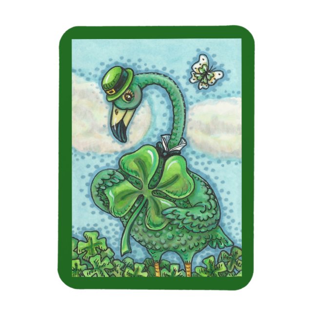 St. Patrick's Day IRISH GREEN FLAMINGO MAGNET (Vertikal)