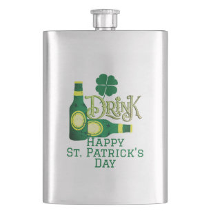 St. Patrick's Day Irish Green Glück Kleeblatt Flachmann