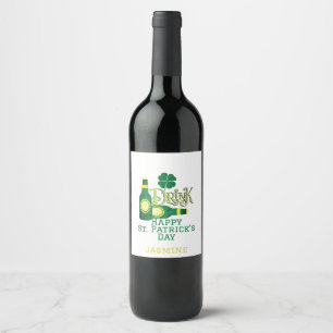 St. Patrick's Day Irish Green Glück Kleeblatt Weinetikett