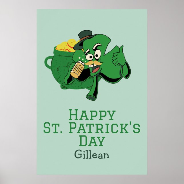 St. Patrick's Day Irish Green Hut Glück Kleeblatt Poster (Vorne)