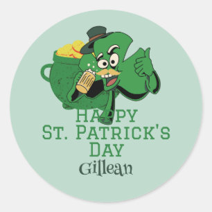 St. Patrick's Day Irish Green Hut Glück Kleeblatt Runder Aufkleber