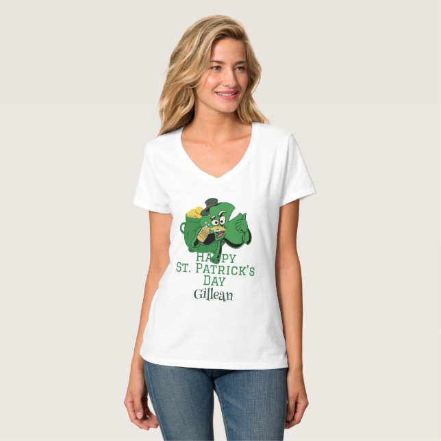 St. Patrick's Day Irish Green Hut Glück Kleeblatt T-Shirt (Vorderseite Vollansicht)