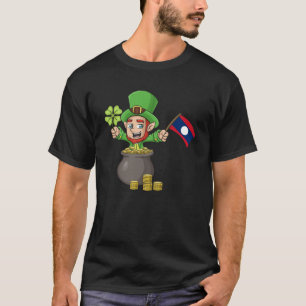 St Patricks Day Irish Green Laos Lao Laotian Flag T-Shirt
