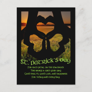 St. Patricks Day Irish Hand Heart Kleeblatt postcd Postkarte
