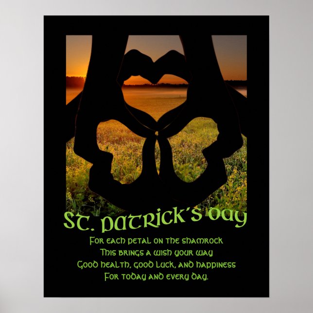 St Patricks Day Irish Hand Heft Kleeblatt S Poster (Vorne)