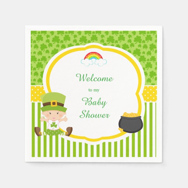 St Patrick's Day Irish Holiday Girl Baby Shower Serviette (Vorderseite)